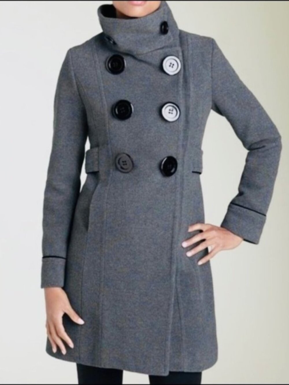 Like new! Soia & Kyo long wool funnel neck winter coat / Billy jacket (grey)
